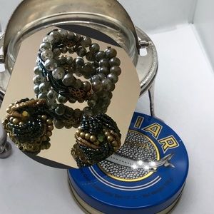 Gorgeous set of Coil Wrap Caviar Bracelet & Earrings